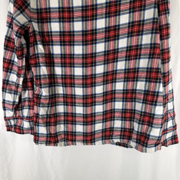 J. Crew Pajama Top Women's Large Red White Plaid Button Up 100% Cotton - Picture 10 of 10